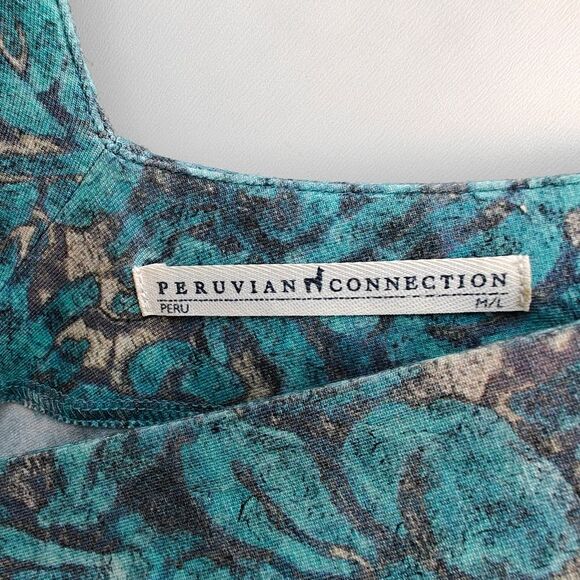 Peruvian Connection Delphi Dress Size Medium/Large Blue Green - Picture 6 of 10